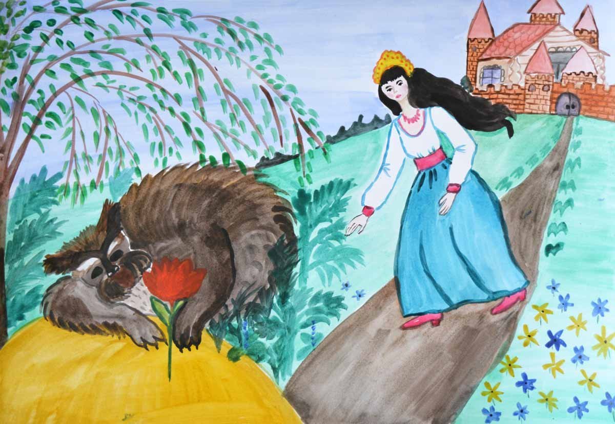 Аленький цветочек рисунок карандашом на тему сказки. как нарисовать