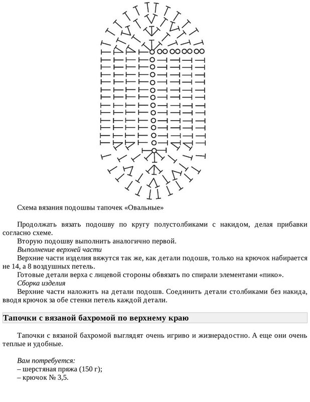 Подошва для следков крючком схема