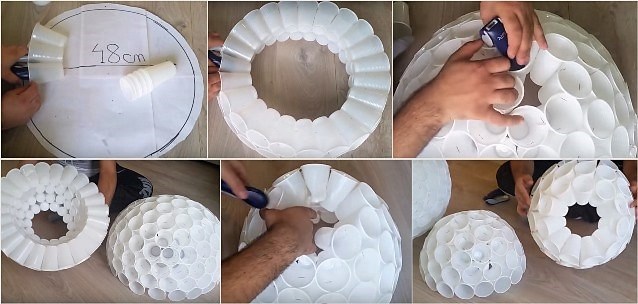Снеговик из стаканчиков одноразовых - просто и быстро, пошаговая инструкция