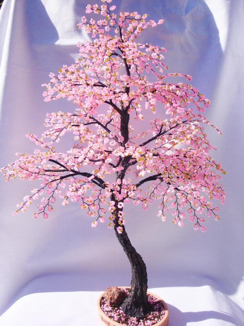 Сакура из бисера: простые способы как плести дерево счастья + видео обучение