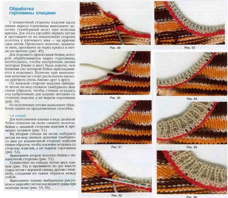 Вязание горловины спицами — 10 способов как связать и обработать своими руками горловину