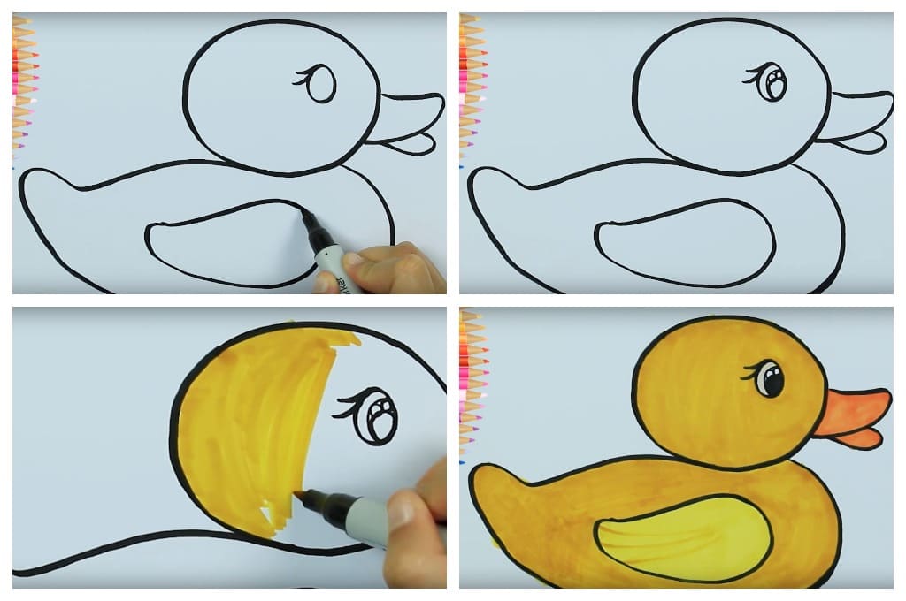 Как нарисовать утку| рисунок утки на графическом планшете