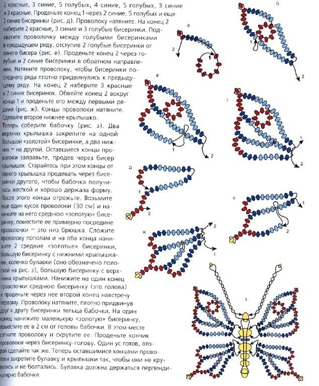 Бабочки из бисера схемы параллельного плетения