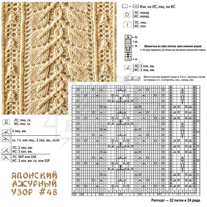 Японское вязание спицами на русском языке со схемами для женщин