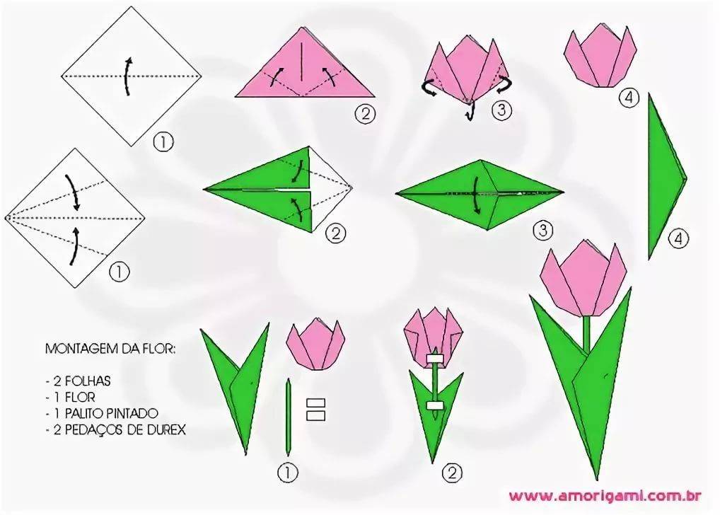 Тюльпаны из бумаги своими руками + шаблоны и схемы