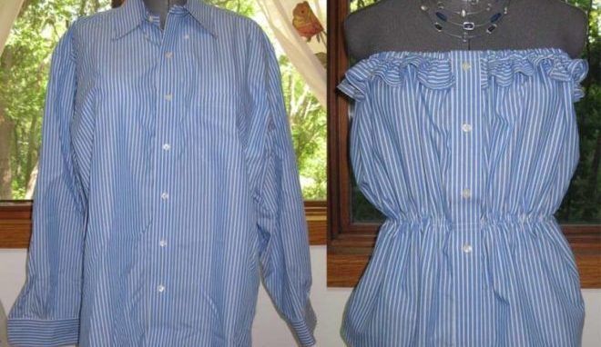 Как из мужской рубашки сделать женскую блузку: пошагово, фото
как сделать из мужской рубашки женскую блузку — modnayadama