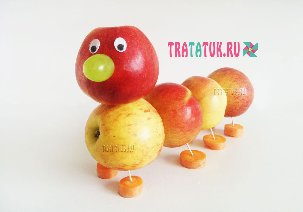 Осенние поделки из яблок: гусеница, ежик, божья коровка - handskill.ru