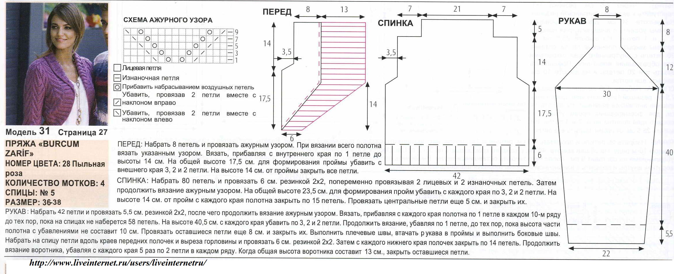 Схема вязания болеро