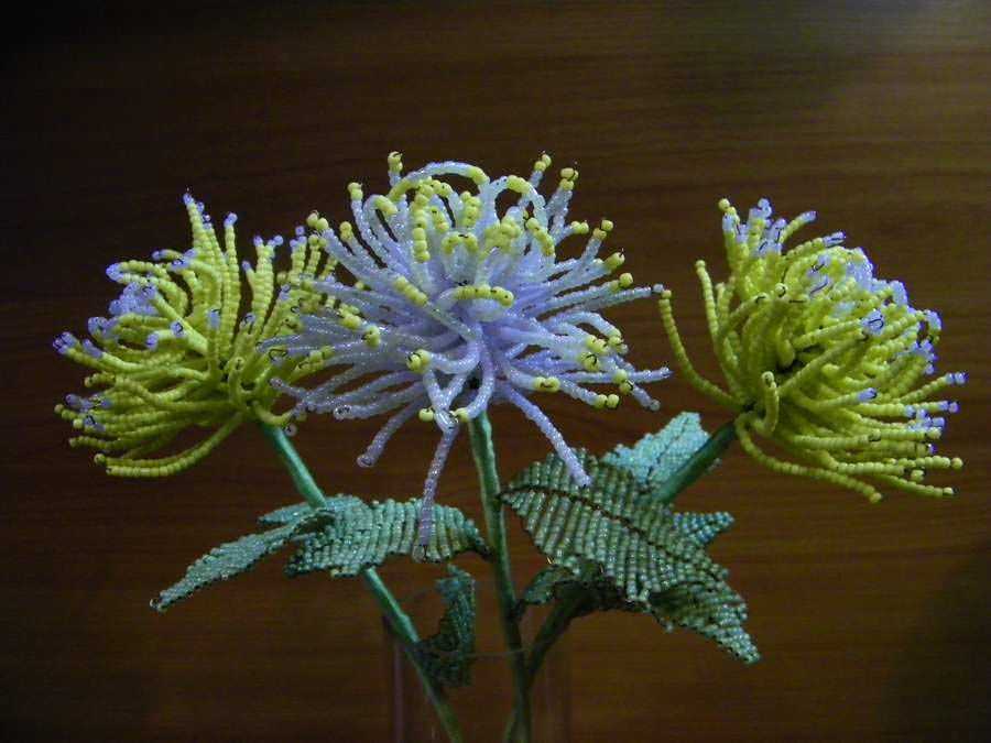 Фото мастер-класс плетения хризантемы из бисера
