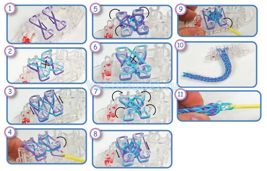 Схема плетения браслетов из резиночек