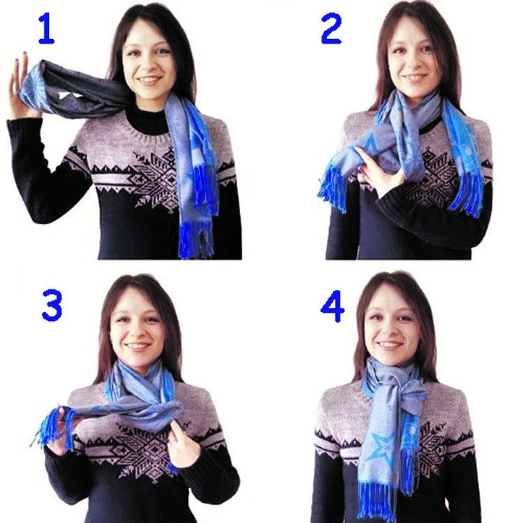 Способы завязать шарф на пальто