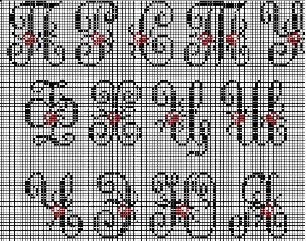 Схемы для вышивки цифр и букв русского алфавита крестом