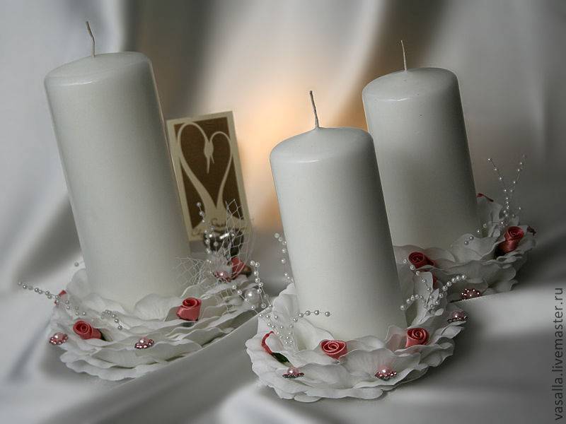 Декорирование свечей на свадьбу своими руками. свадебные свечи своими руками