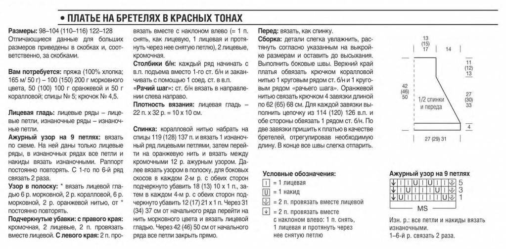 Сарафан для девочки "елочка" спицами