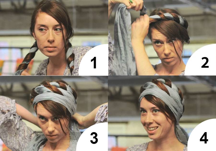 Как завязать шарф на голове пошаговое