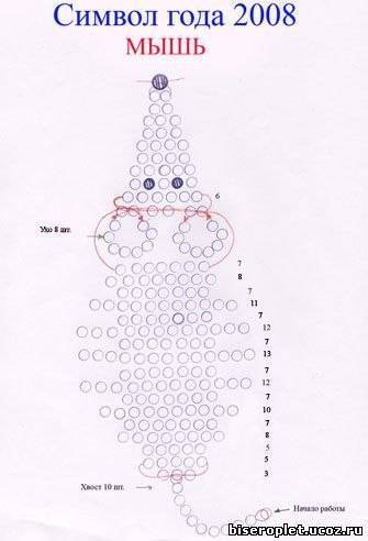 Мышки из бисера схема плетения