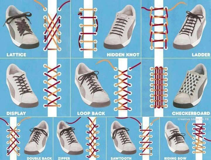 10 способов как модно и красиво завязать шнурки