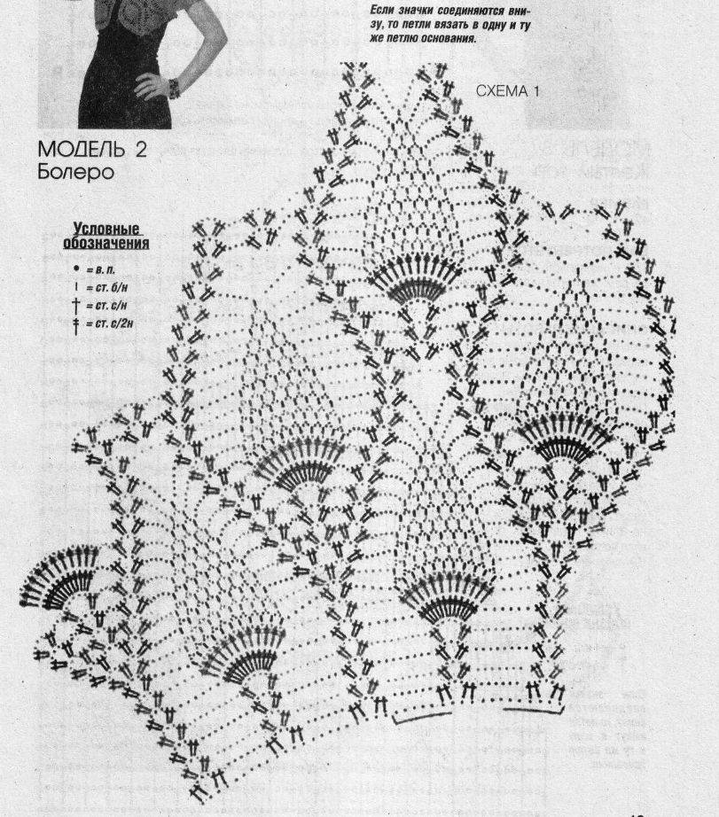 Болеро вязаное крючком со схемами