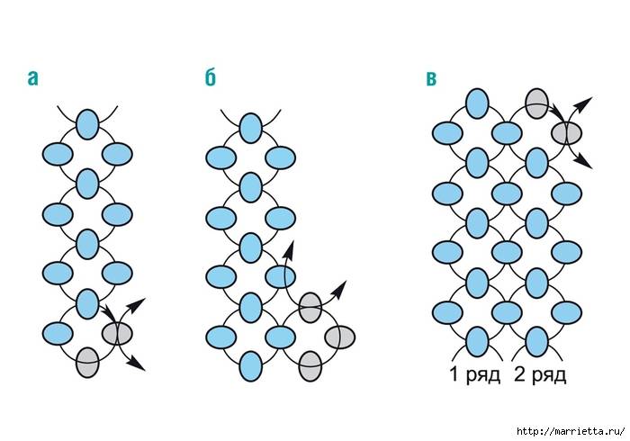 Браслет из бисера в 2 ряда схема