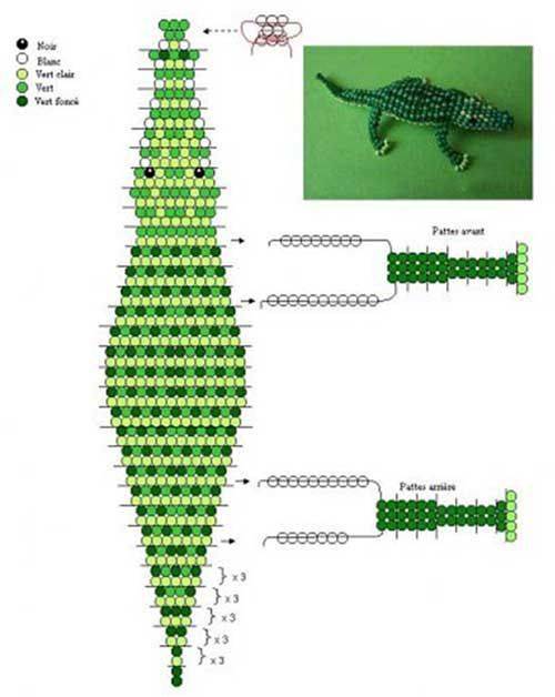 Как сделать из бисера крокодила