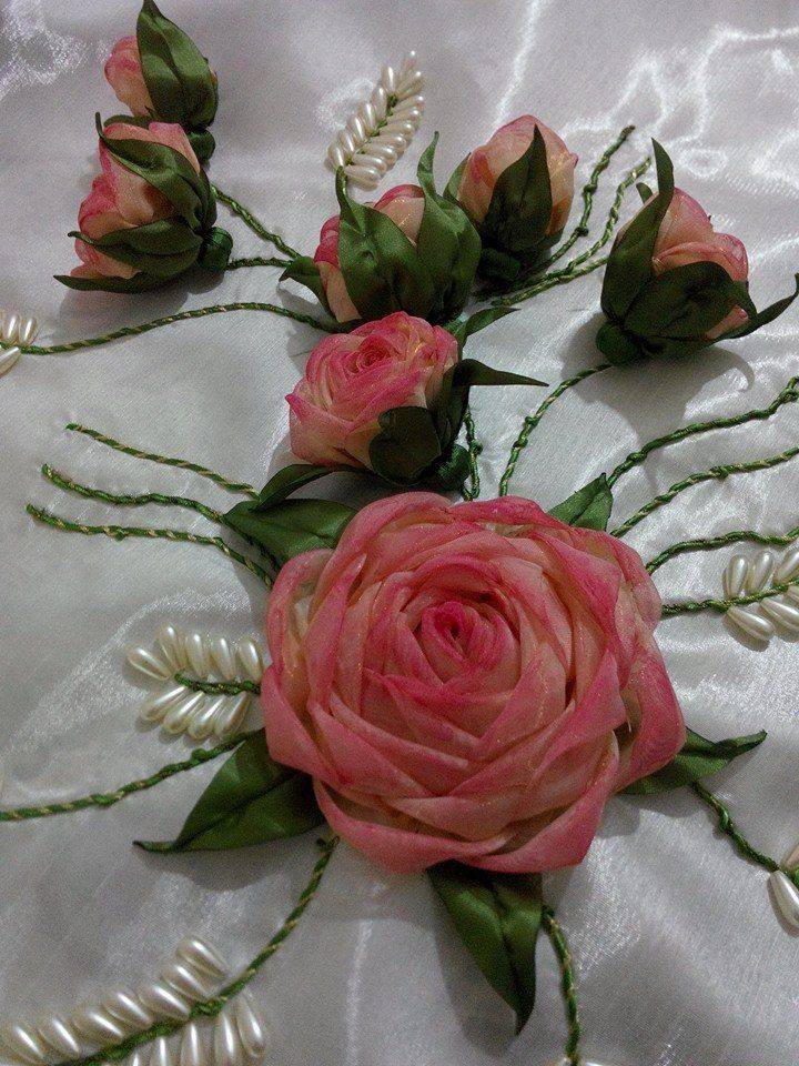 Учимся вышивке разных видов роз атласными лентами