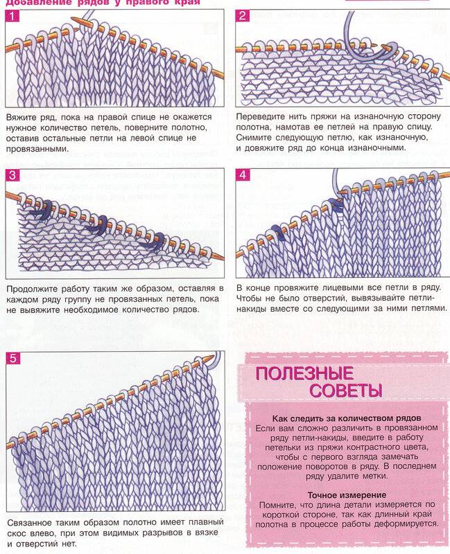 Схема поперечного вязания спицами