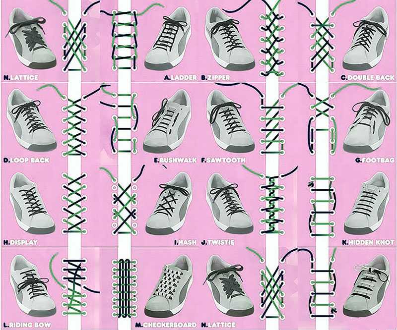 Основные способы шнуровки ботинок и креативные варианты завязать обувь