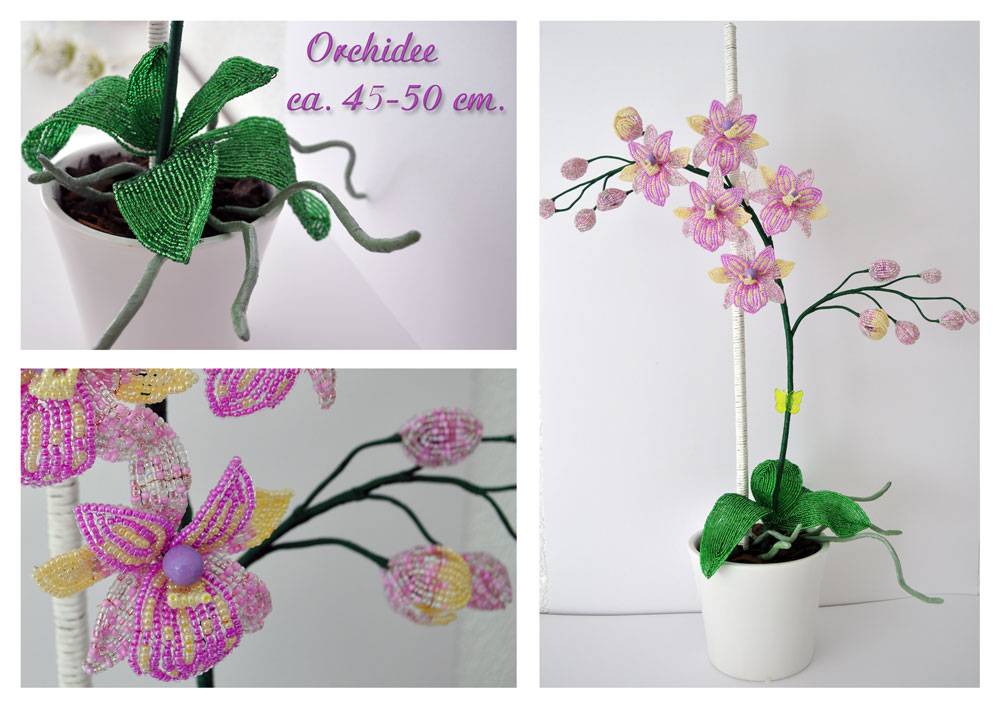 Орхидеи из бисера мастер-класс с пошаговым фото