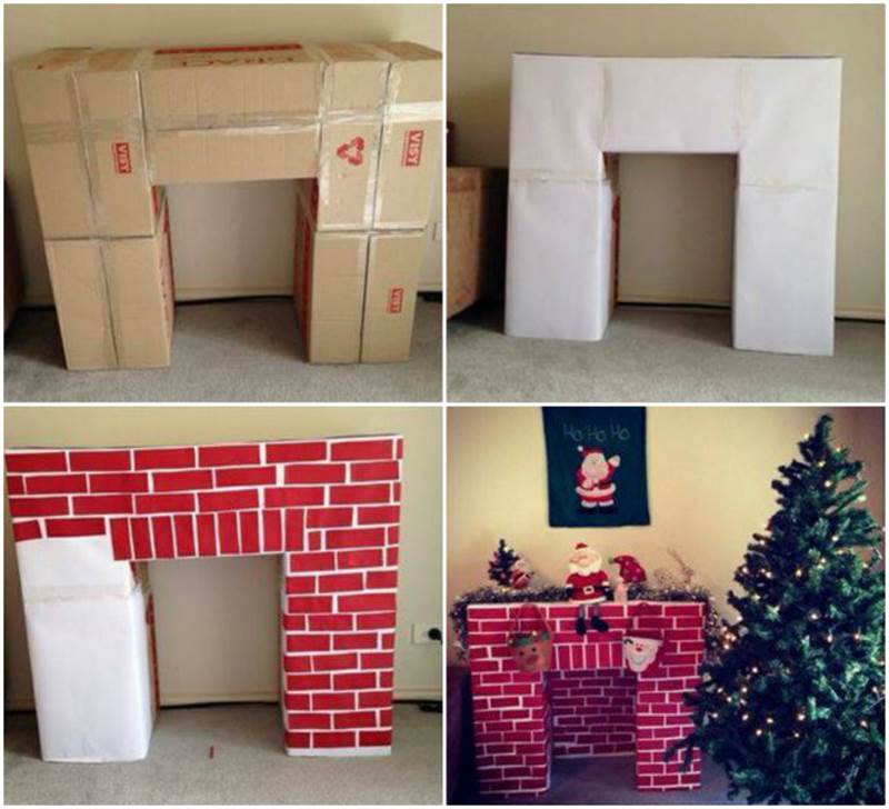 Фальш-камин из картона: как самостоятельно украсить помещение к новогодним праздникам
