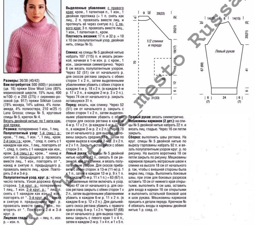 Свитер женский английской резинкой спицами схема вязания