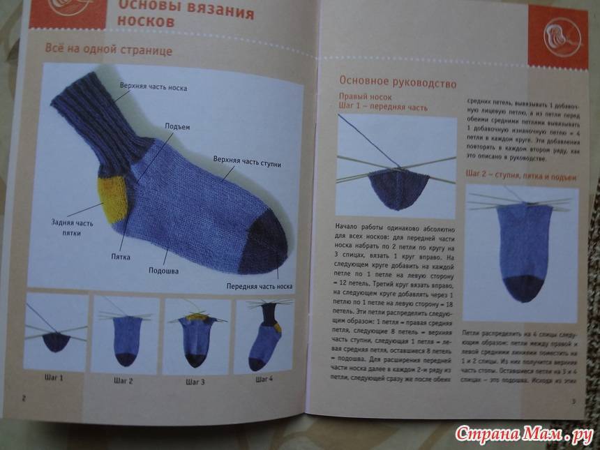 Детские носки на двух спицах без единого шва