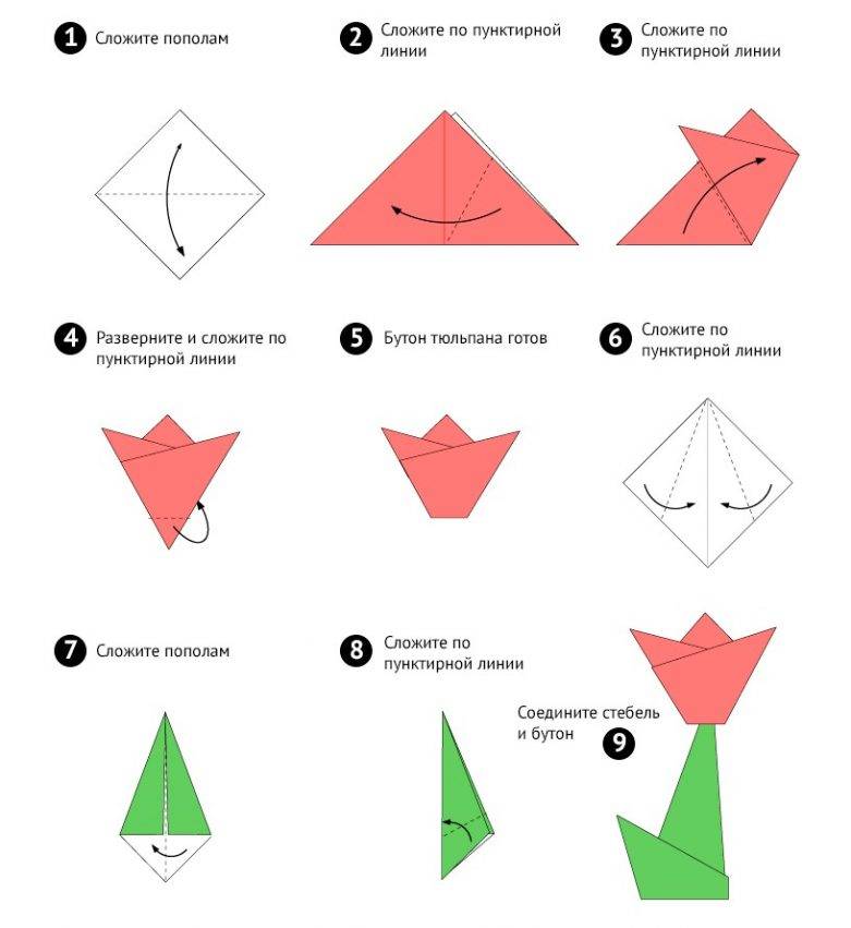 Цветы оригами из бумаги: тюльпан и лилия для начинающих мастеров