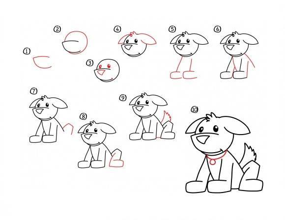 Как легко и быстро нарисовать собаку детям