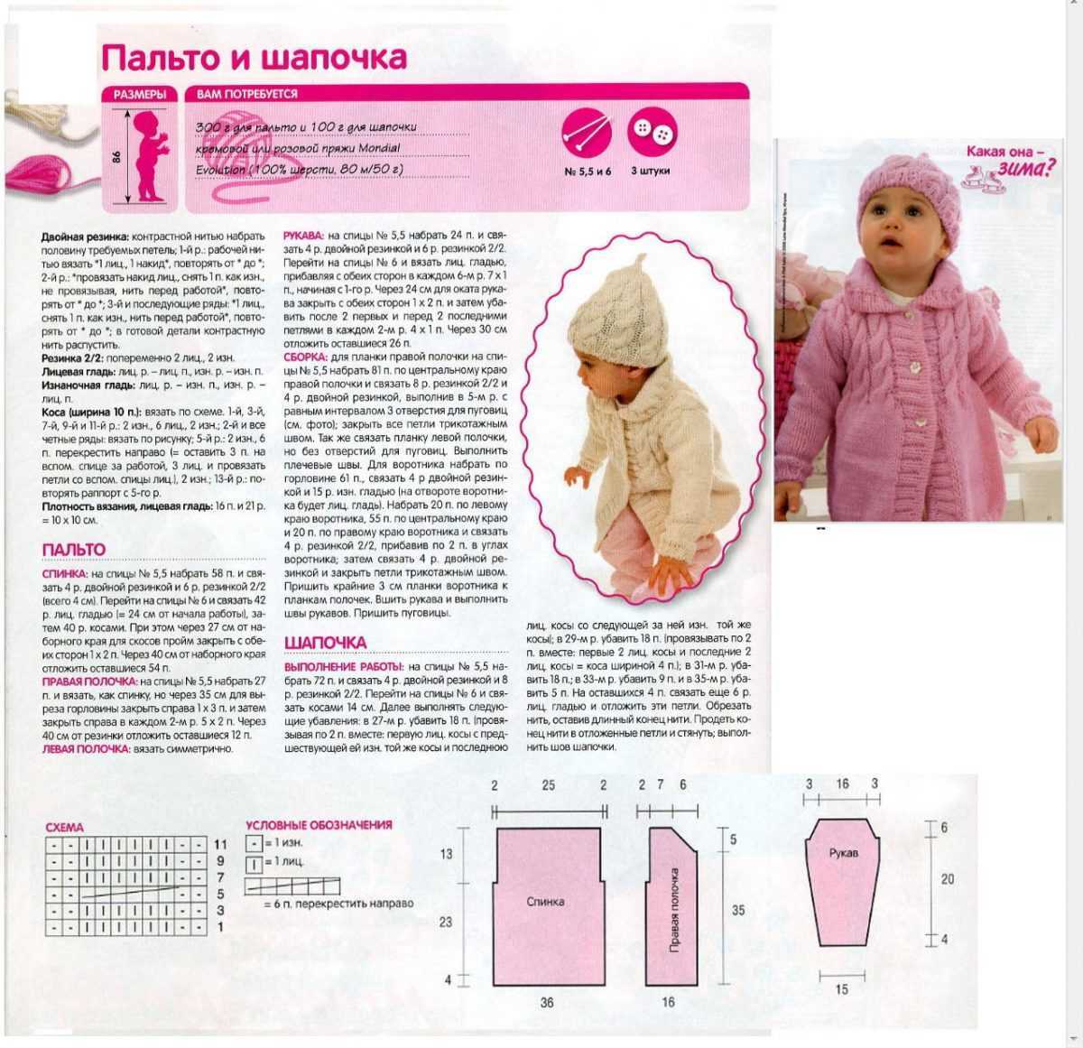 Пошаговая техника вязания спицами разных фасонов пальто для девочки