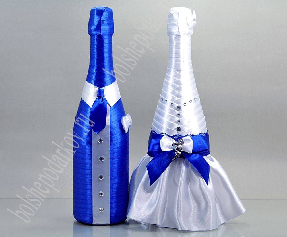 Декор свадебных бутылок шампанского, своими руками