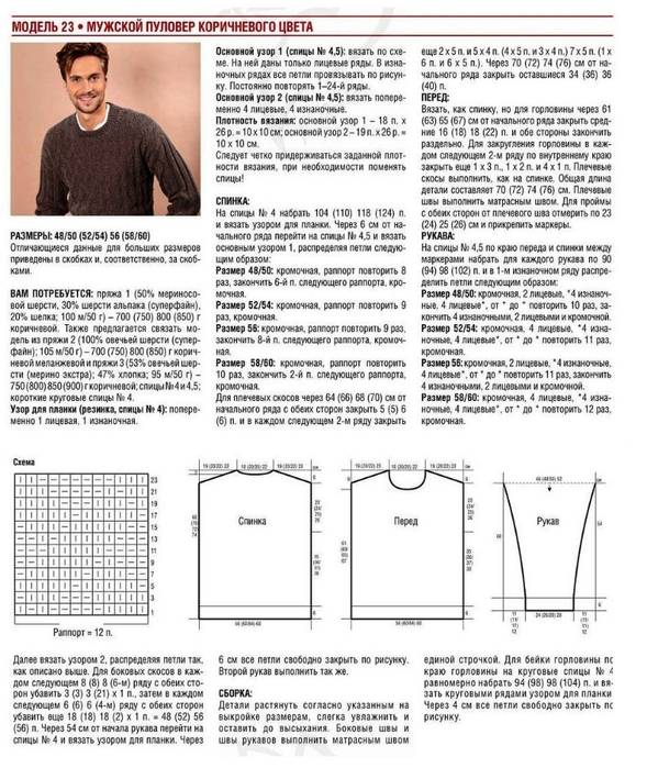 Мужской пуловер спицами. схема с описанием вязания свитера для начинающих. видео