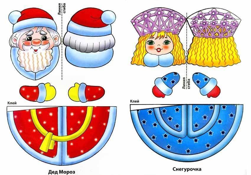 Аппликация «Дед Мороз»: игрушки на елку и картины, шаблоны