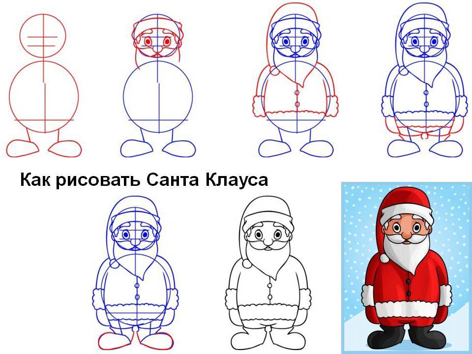 Как нарисовать санта клауса поэтапно карандашом для детей: легкий урок для начинающих