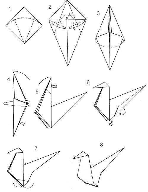 Птица оригами схема для детей оригами из бумаги