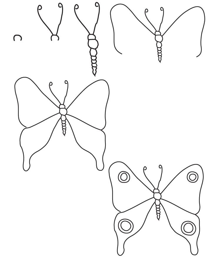 Инструкция: как нарисовать бабочку? плюс трафарет для раскраски