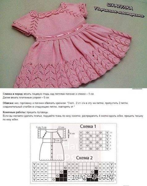 Вязание спицами для девочки и ребёнка 2-3 лет, схема работы