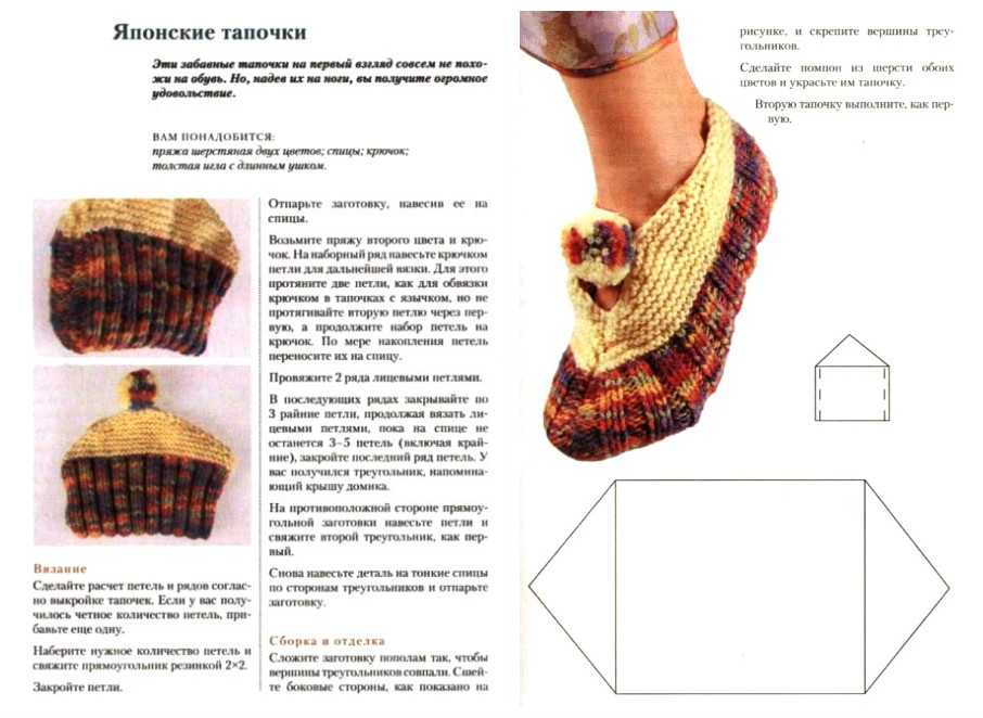 Красивые тапочки спицами с описанием