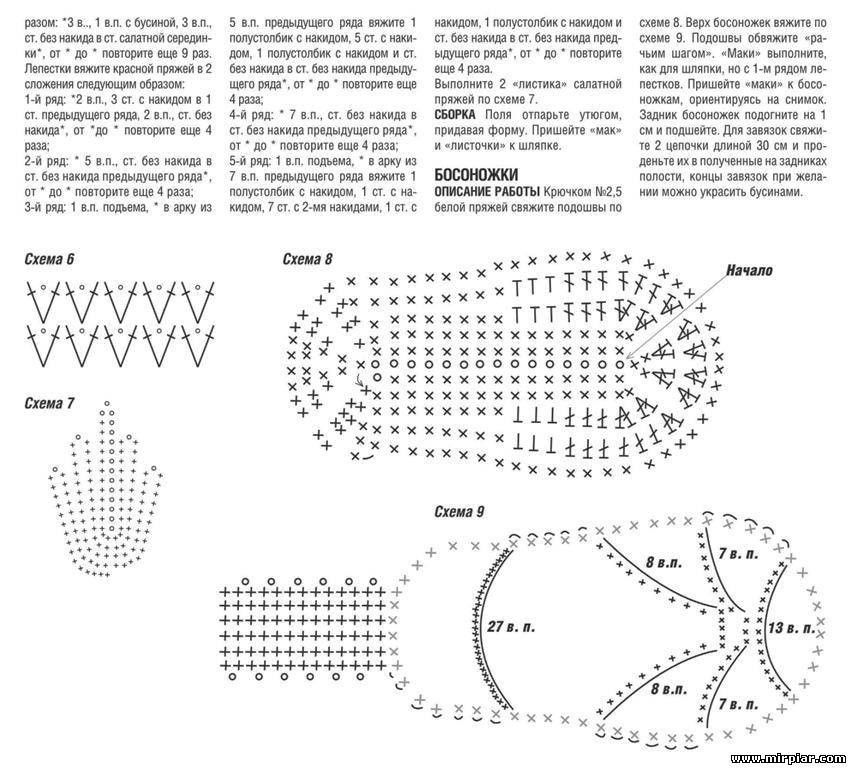 Схема детские ботиночки крючком