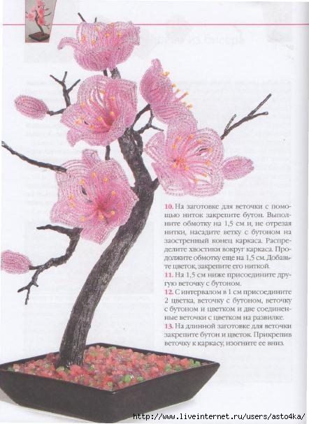 Деревья из бисера: схемы плетения сакуры, берёзы и апельсинового дерева с фото