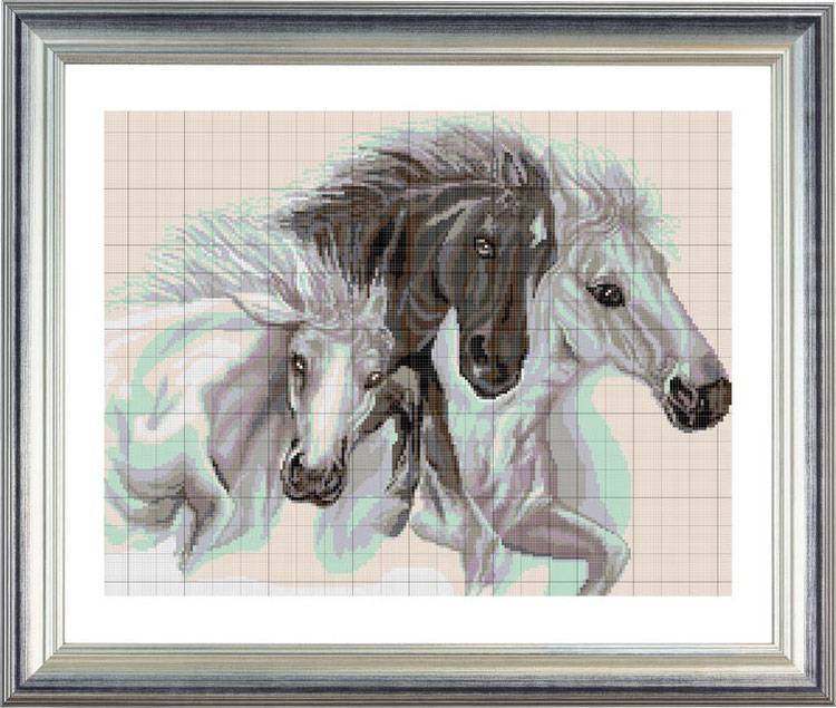 Сюжеты с изображением лошадей для вышивки бисером