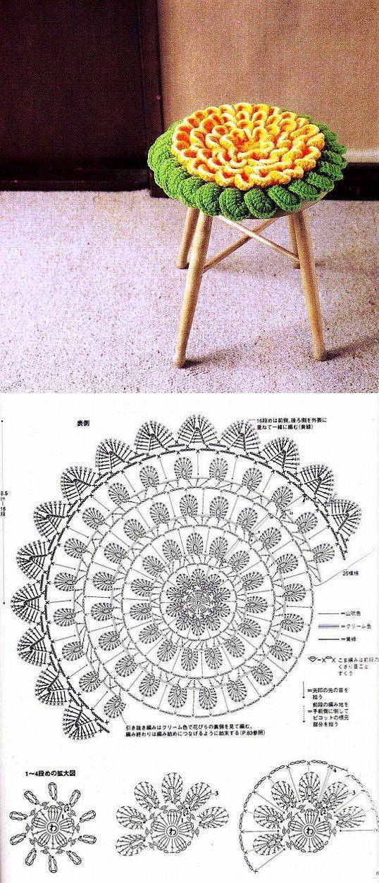 Схема крючком коврик на стул