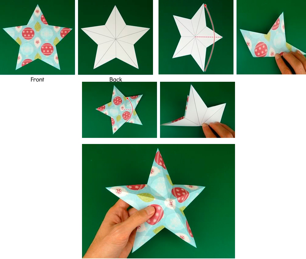 Объемная звезда из бумаги - как сложить + шаблоны (схемы) для вырезания