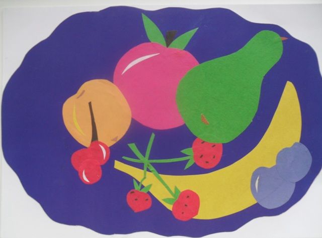 Аппликация фрукты на тарелке: шаблоны в младшей группе