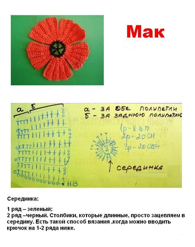 Мак крючком схема