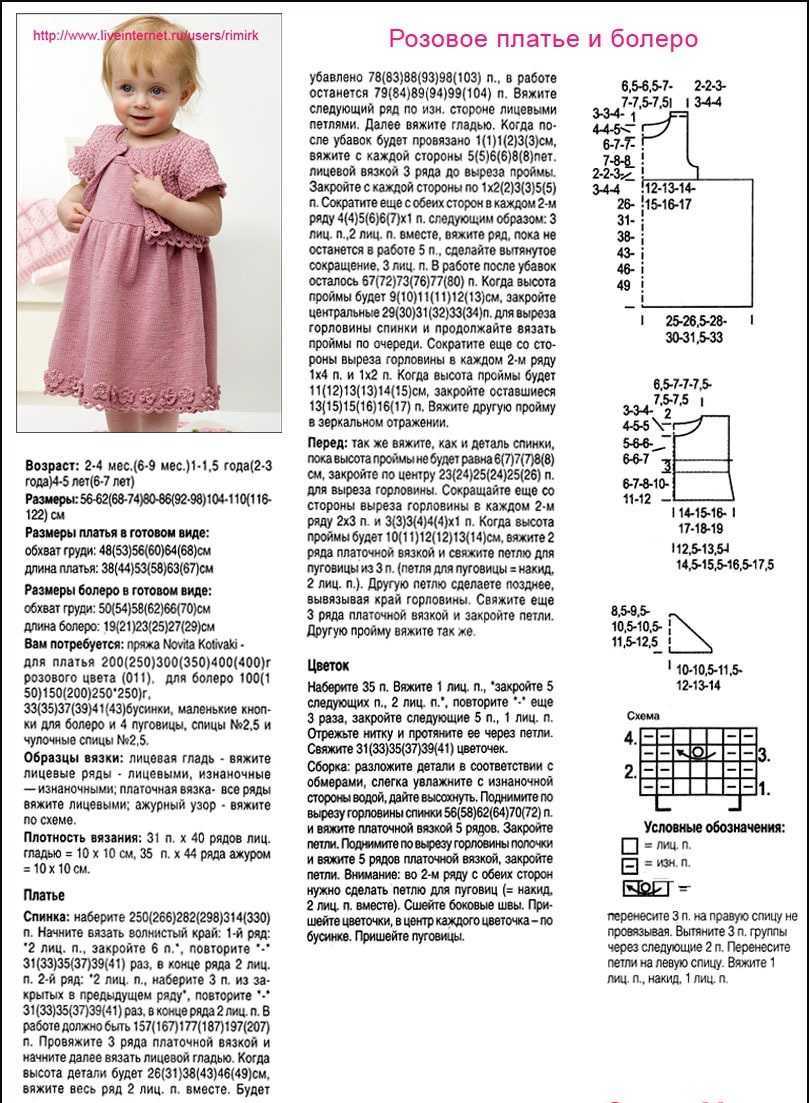 Вязаные платья для девочек 1 2 года со схемами